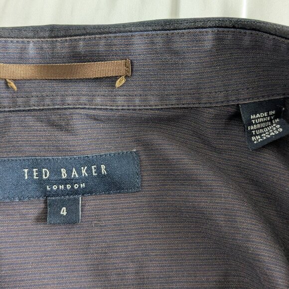 Ted Baker Shirt Men's Size 4 Dark Gray Button-up Kohl Stripes Long Sleeve Large - Picture 3 of 12
